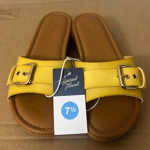 Universal Thread Women's yellow/Kora Faux Wood Bottom Sandals